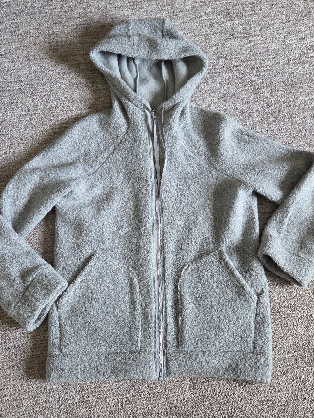 lululemon Athletica Sherpa Wool Blend Light Gray Hooded Zip Jacket